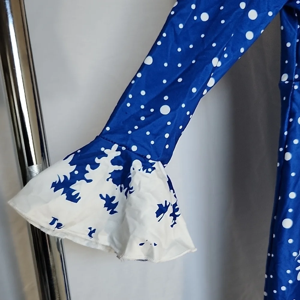 SHEIN Blue and White Snowflake Kids Dress